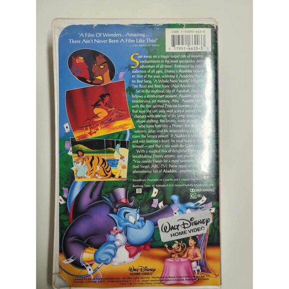 Aladdin Disney VHS tape The Classics Black Diamond rare Early Date 07/03/93 - Picture 11 of 12